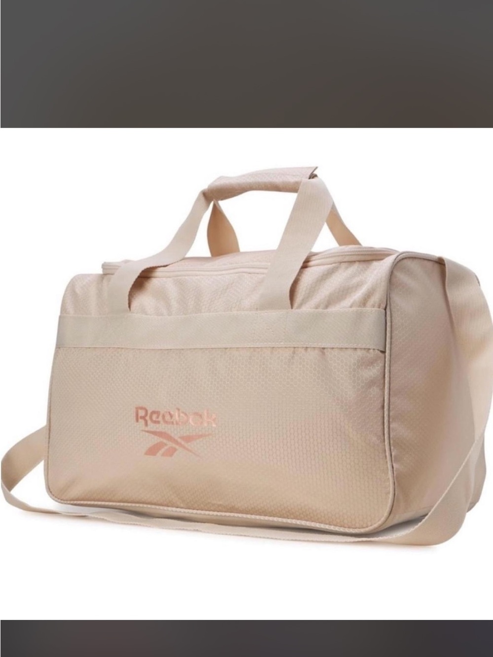 NWT Reebok Beige Pink Lightweight Duffel Bag